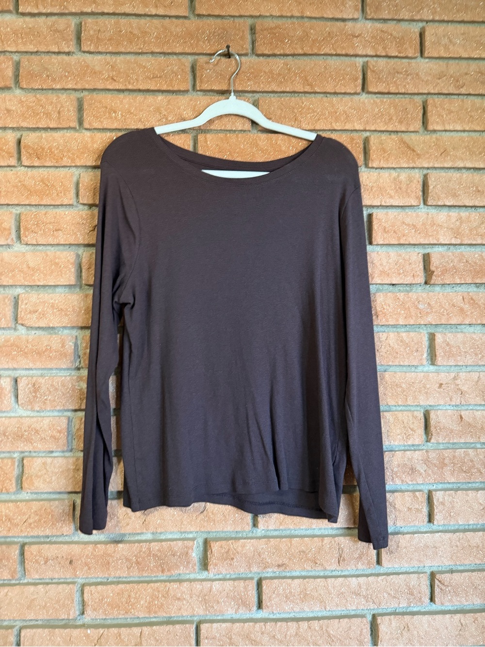 a new day Dark Brown Long Sleeve Crewneck Top